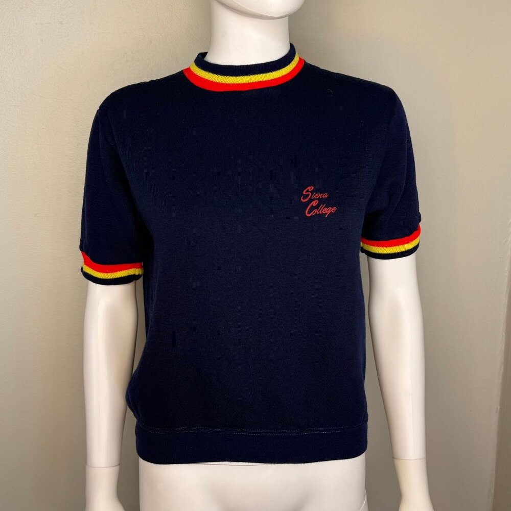 Vintage 1960s Siena College Short Sleeve Sweatshirt, Champion Size S/M, Memphis